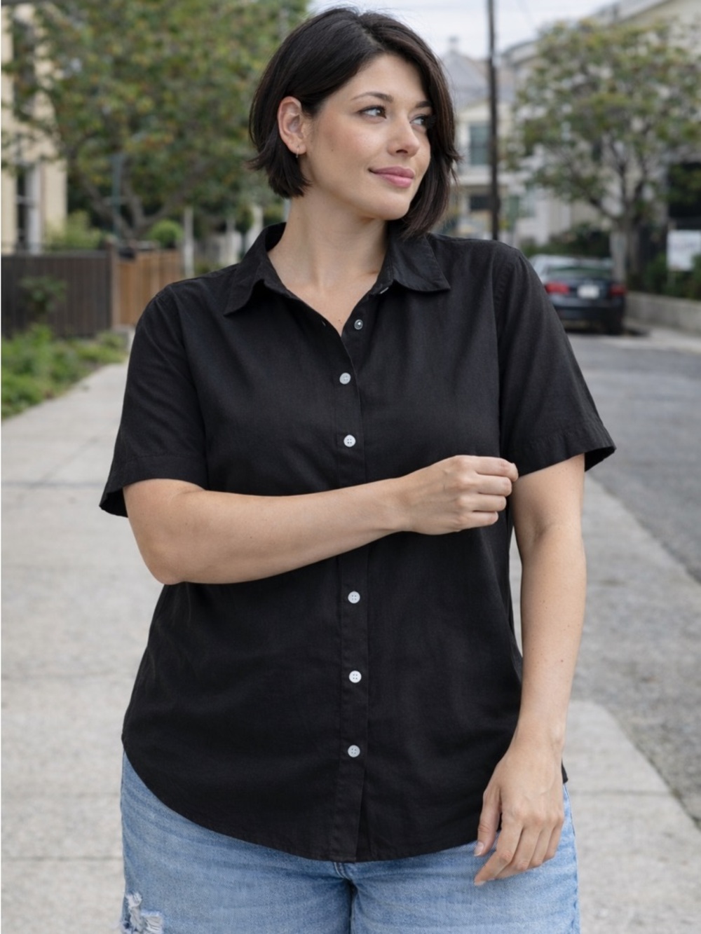 OTTO Black Casual Button Down Shirt